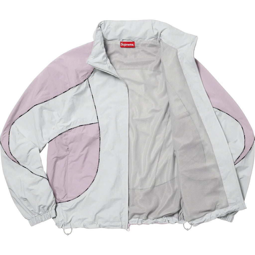 SUPREME LOGO PIPING HOODED TRACK JACKET-GREY