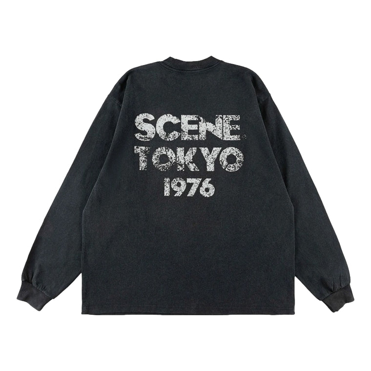 SCENE BY ICE FIRE WASHED TOKYO 1976  LONG TEE-BLACK