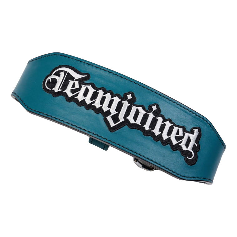 TEAMJOINED 8MM GOTHIC FONT LEATHER LIFTING BELT-GREEN