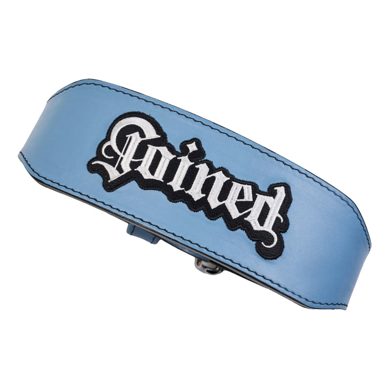 TEAMJOINED 8MM GOTHIC FONT LEATHER LIFTING BELT-SKY BLUE