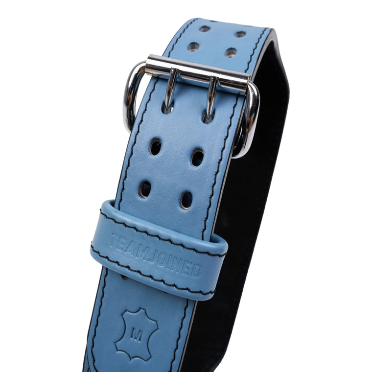 TEAMJOINED 8MM GOTHIC FONT LEATHER LIFTING BELT-SKY BLUE