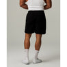 TEAMJOINED BADGE SIDE SLIT STRETCH SHORTS-BLACK