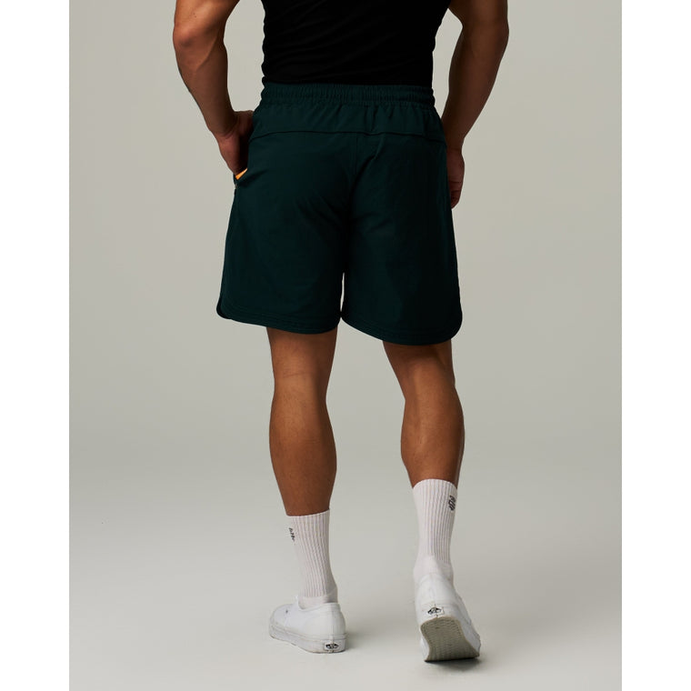 TEAMJOINED BADGE SIDE SLIT STRETCH SHORTS-DARK GREEN