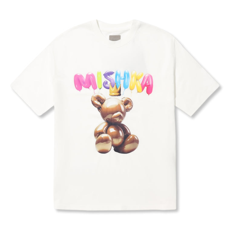 MISHKA W BALLOON BEAR PRINT T-SHIRT-CREAM