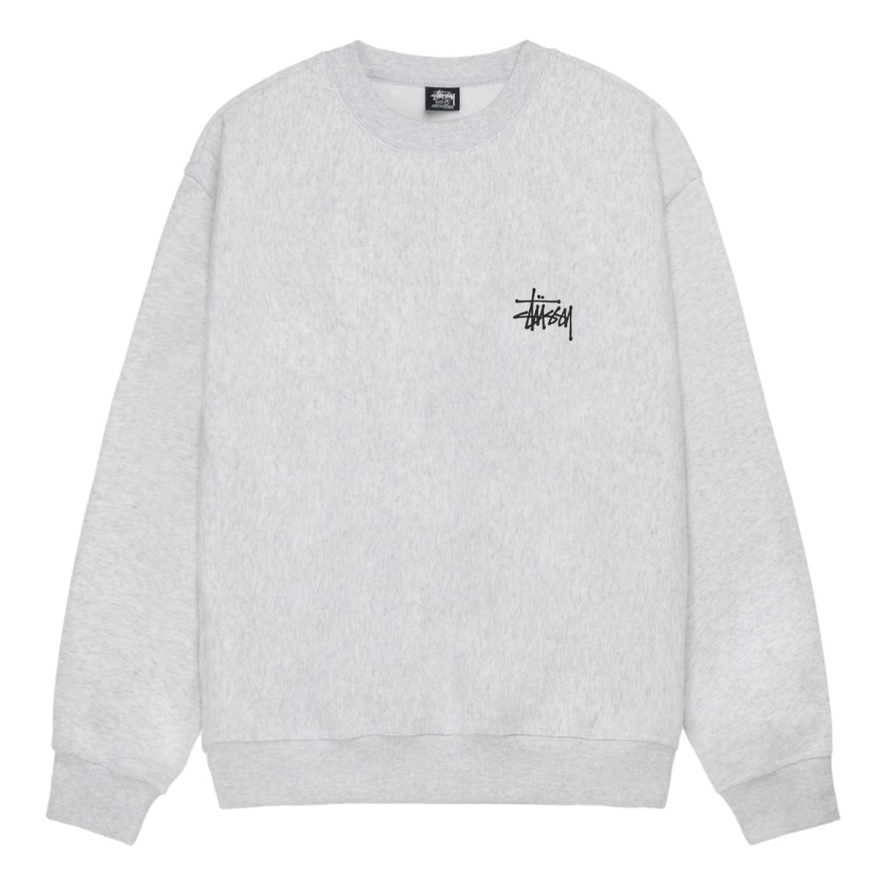 STUSSY BASIC STUSSY CREW-ASH HEATHER - Popcorn Store