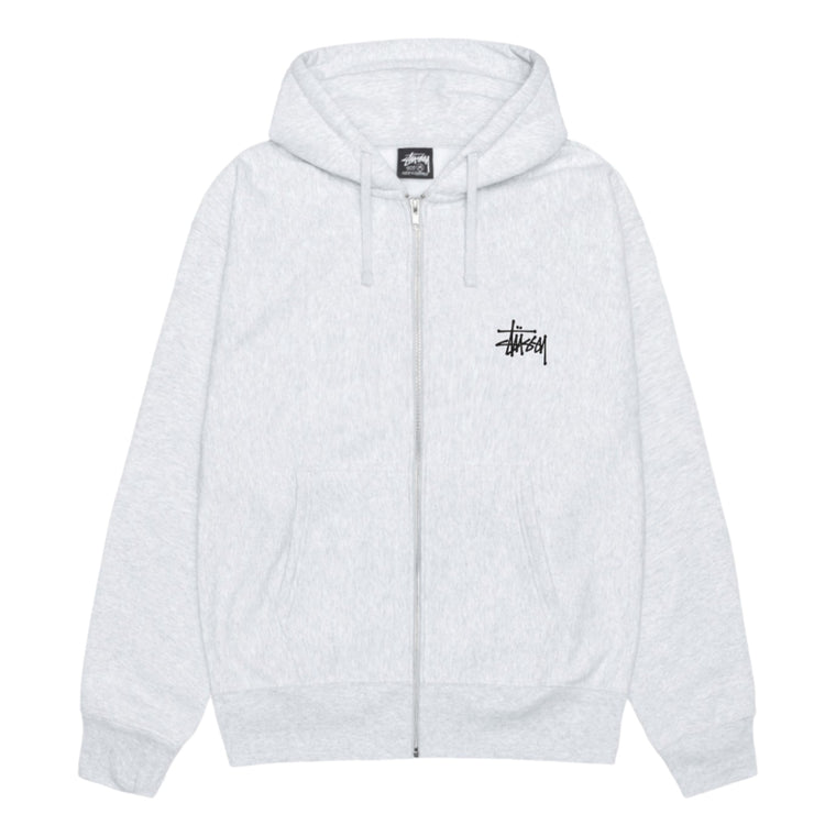 STUSSY BASIC STUSSY ZIP HOOD-ASH HEATHER