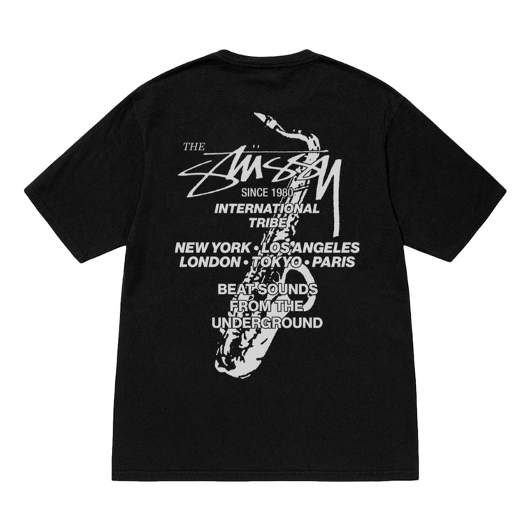 STUSSY BEAT SOUNDS PIG. DYED TEE-BLACK