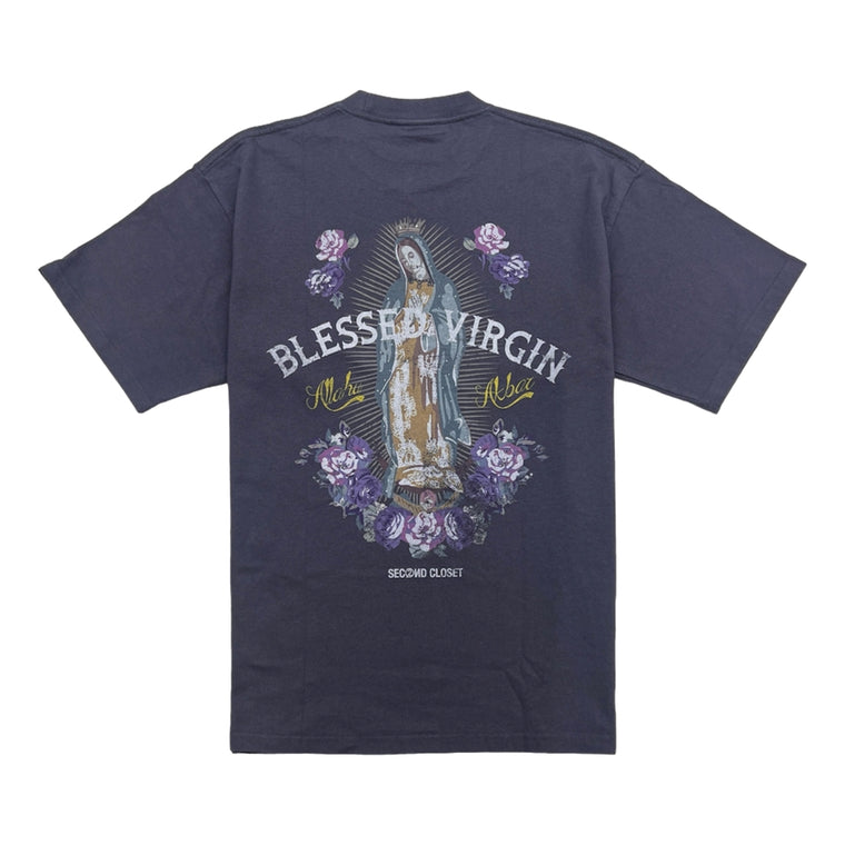 2ND CLOSET BLESSED VIRGIN PRINTED S/S T-SHIRT-DARK BLUE