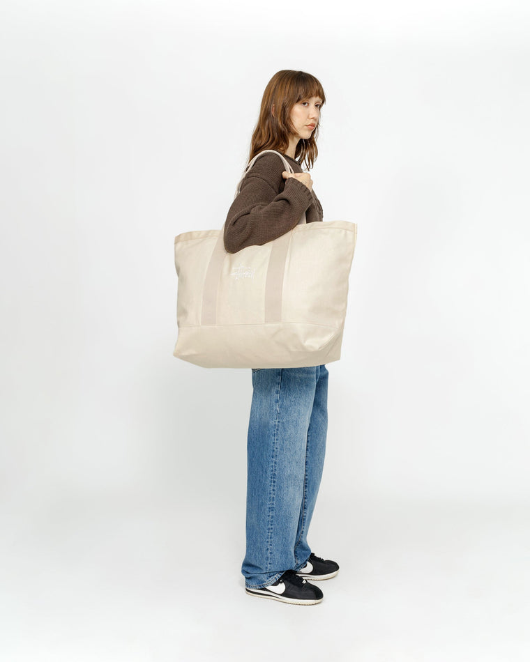 STUSSY CANVAS EXTRA LARGE TOTE BAG-NATURAL