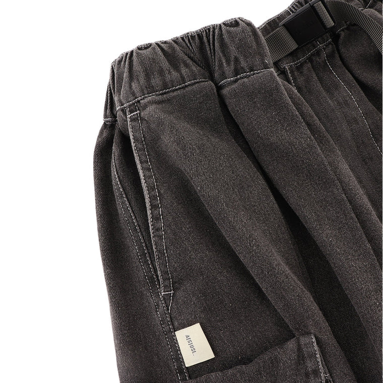A[S]USL CARGO DENIM FLARE SKIRT-DENIM BLACK