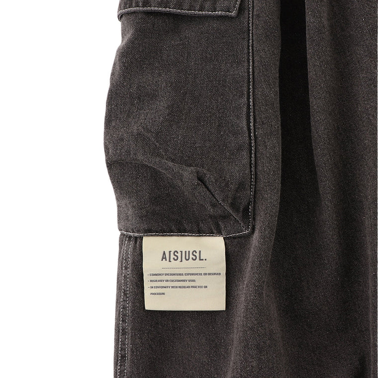 A[S]USL CARGO DENIM FLARE SKIRT-DENIM BLACK