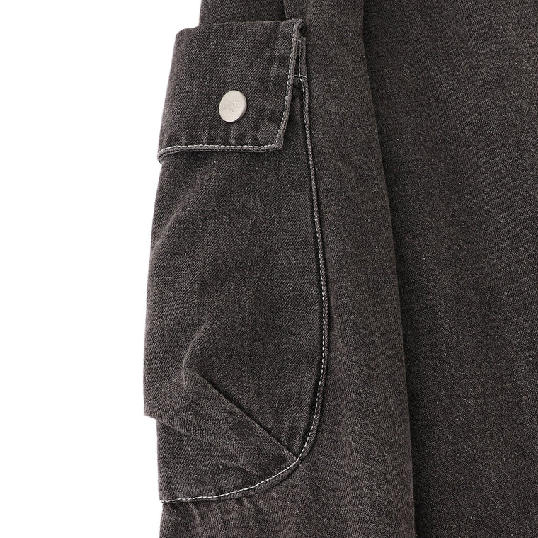 A[S]USL CARGO DENIM FLARE SKIRT-DENIM BLACK