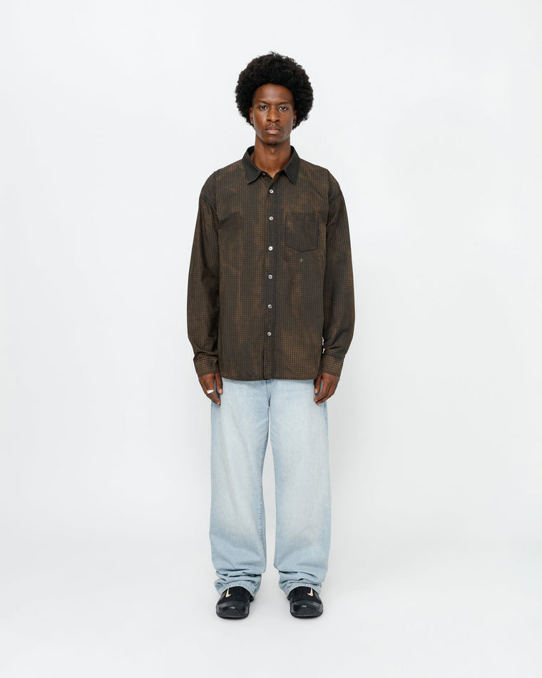 STUSSY CLASSIC LS SHIRT SPRAYED-TAN