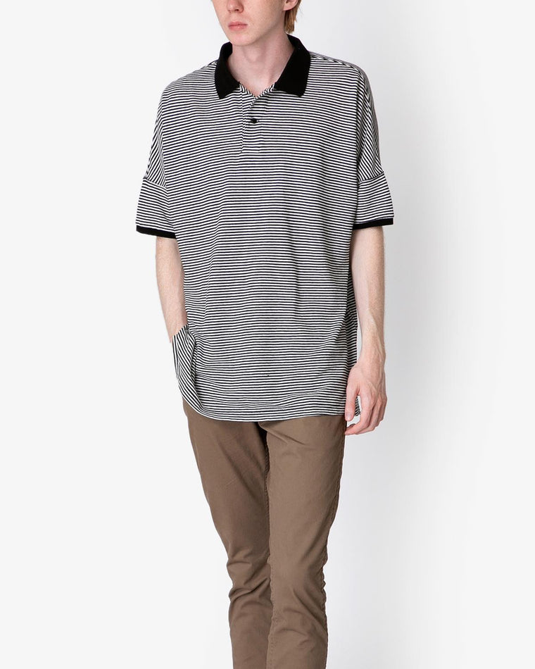 NONNATIVE CLERK S/S POLO SHIRT C/L PIQUE BORDER-BLACK