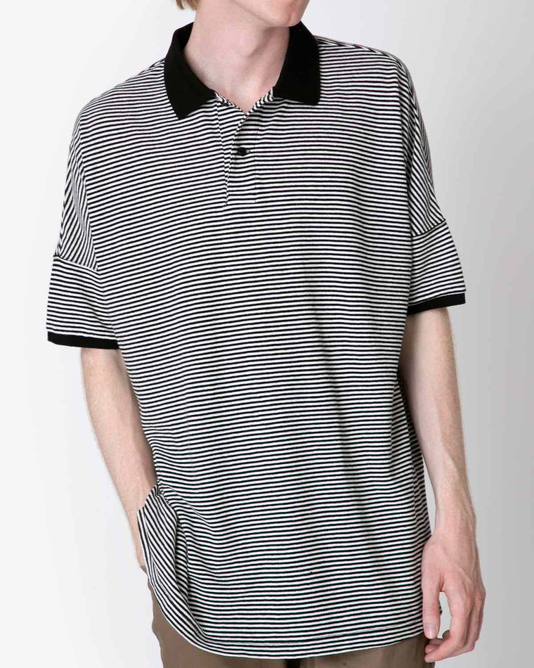 NONNATIVE CLERK S/S POLO SHIRT C/L PIQUE BORDER-BLACK