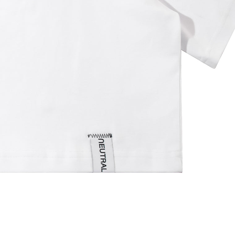 NEUTRAL SOCIETY COLLEGE CROPPED WIDE TEE-WHITE