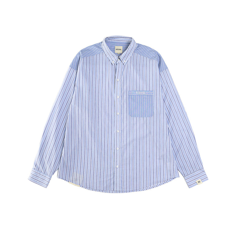 A[S]USL CONTRAST STRIPES SHIRT-BLUE