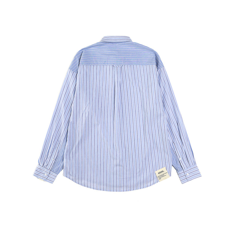 A[S]USL CONTRAST STRIPES SHIRT-BLUE