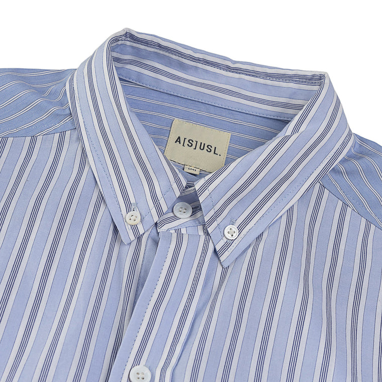 A[S]USL CONTRAST STRIPES SHIRT-BLUE