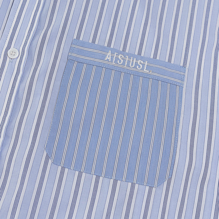 A[S]USL CONTRAST STRIPES SHIRT-BLUE