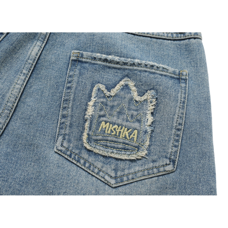 MISHKA W CROWB EMB DENIM PANT-INDIGO