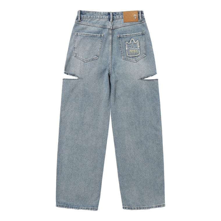 MISHKA W CROWB EMB DENIM PANT-INDIGO