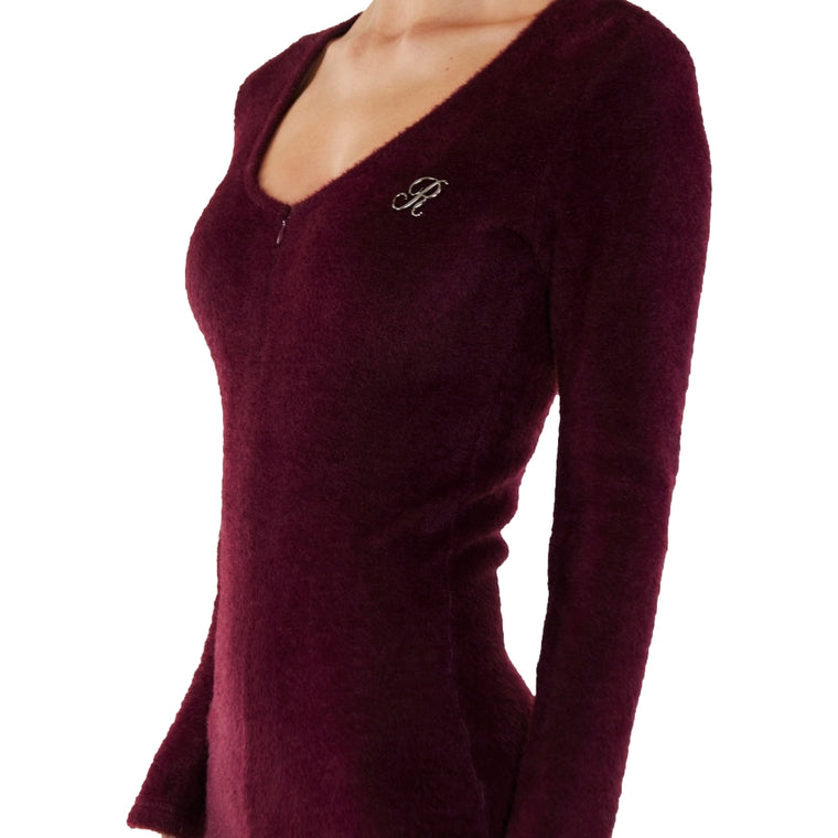 ROSEMAESE COZY DARLING BODYSUIT-WINE RED