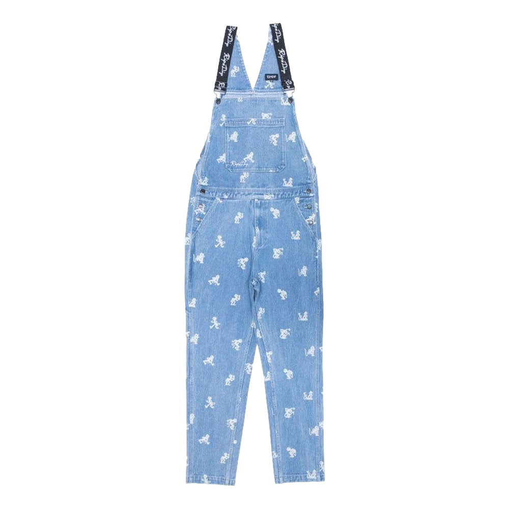 RIPNDIP DANCE PARTY DENIM OVERALLS-MEDIUM WASH - Popcorn Store