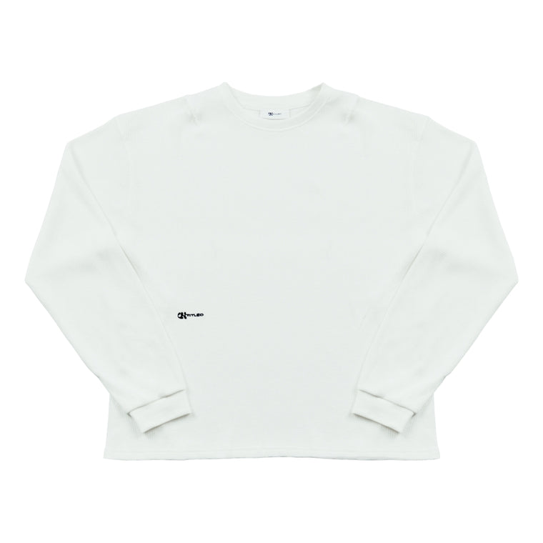 UNTITLED 004 DARTED WAFFLE-KNIT L/S SHIRT-WHITE