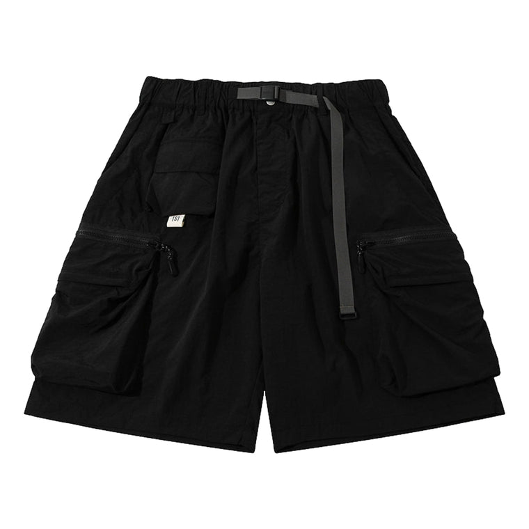 A[S]USL DOUBLE ZIPPER POCKET SHORTS-BLACK