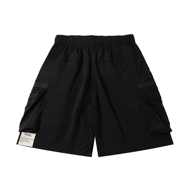 A[S]USL DOUBLE ZIPPER POCKET SHORTS-BLACK