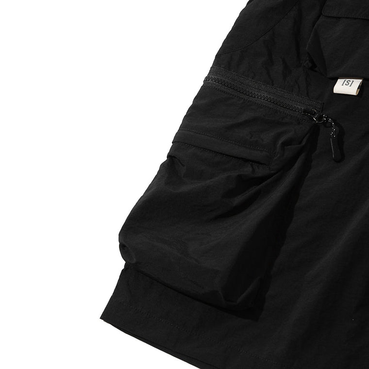 A[S]USL DOUBLE ZIPPER POCKET SHORTS-BLACK