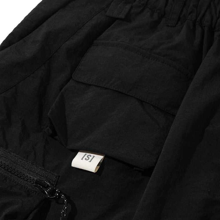 A[S]USL DOUBLE ZIPPER POCKET SHORTS-BLACK