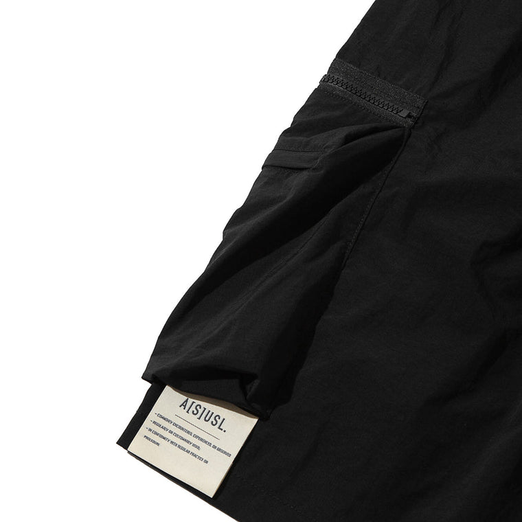 A[S]USL DOUBLE ZIPPER POCKET SHORTS-BLACK