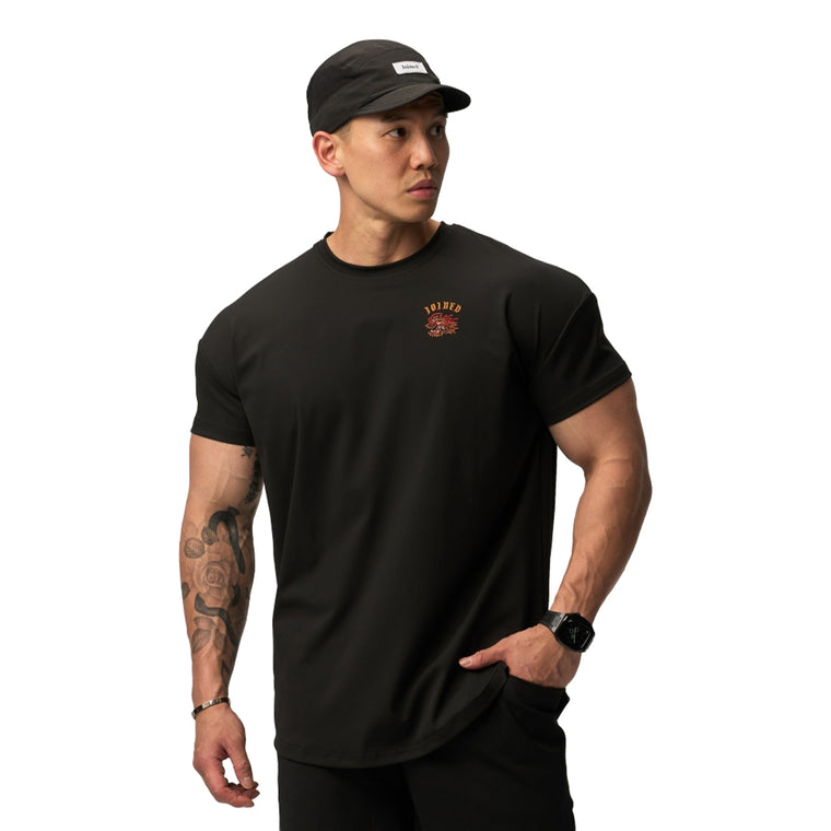 TEAMJOINED DRAGON ADAPT DROP SHOULDER MUSCLE TEE-ORANGE/BLACK