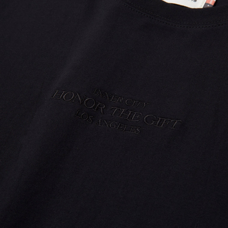 HONOR THE GIFT EMBROIDERY BOX TEE-BLACK