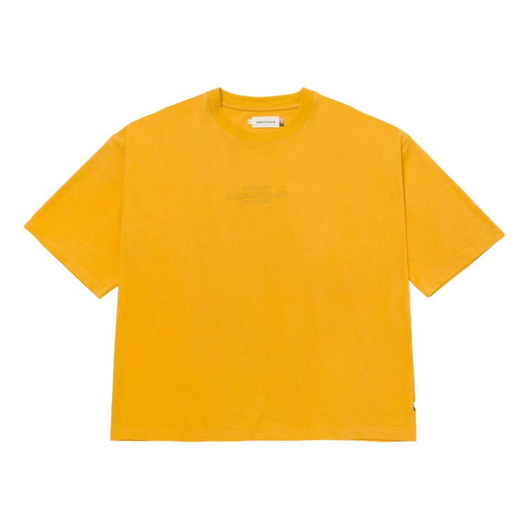 HONOR THE GIFT EMBROIDERY BOX TEE-YELLOW