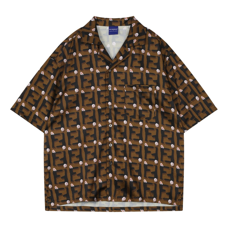 ORI FREDERIQO LOGO SS SHIRT-BROWN