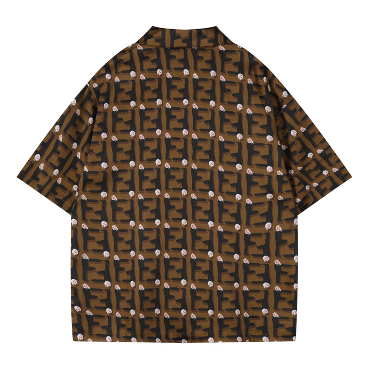 ORI FREDERIQO LOGO SS SHIRT-BROWN