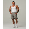 TEAMJOINED FINE LOGO SIDE SLIT STRETCH SHORTS-GREY