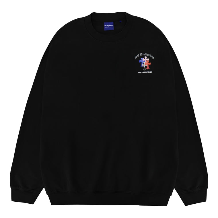 ORI FREDERIQO FLEECE PULLOVER SWEATSHIRT-BLACK