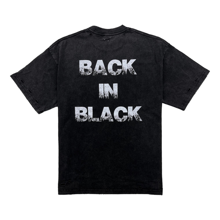 2ND CLOSET "GERMLINS ROCKS" PRINTED S/S T-SHIRT-WASHED BLACK