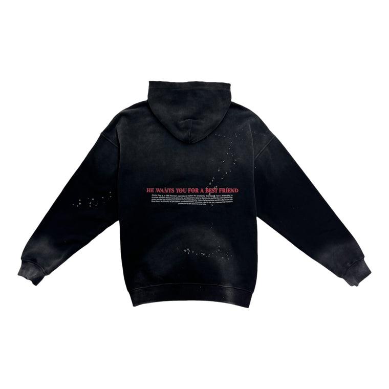 2ND CLOSET GOOD GUYS WASHED SPLASH HOODIE-WASHED BLACK