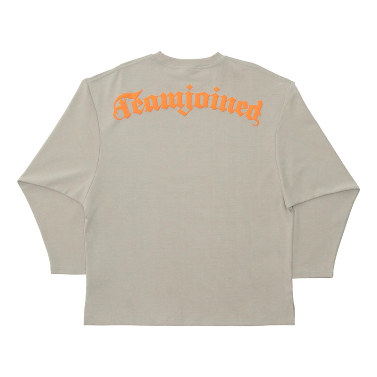 TEAMJOINED JOINED® GOTHIC EXTRA OVERSIZED LONG SLEEVES-CREAM GRAY/ORANGE