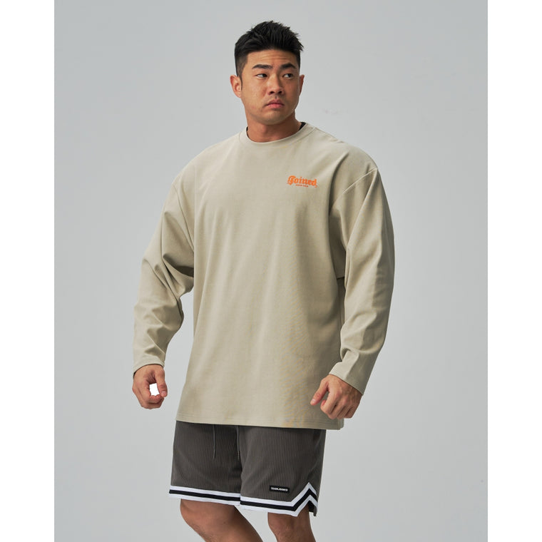 TEAMJOINED JOINED® GOTHIC EXTRA OVERSIZED LONG SLEEVES-CREAM GRAY/ORANGE