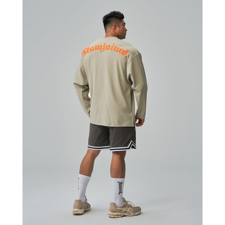 TEAMJOINED JOINED® GOTHIC EXTRA OVERSIZED LONG SLEEVES-CREAM GRAY/ORANGE