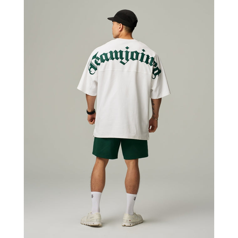 TEAMJOINED GOTHIC FONT EXTRA-OVERSIZED-CREAM/DARK GREEN