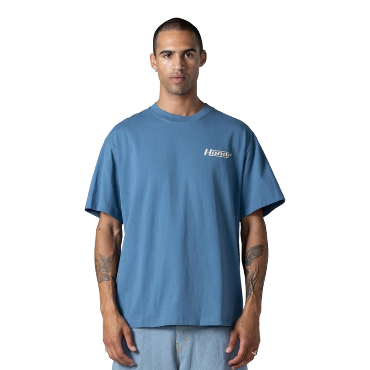 HONOR THE GIFT HONOR GLOBE LOGO TEE-BLUE