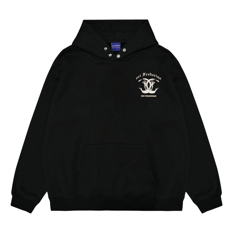 ORI FREDERIQO HOODED FLEECE SWEATSHIRT-BLACK