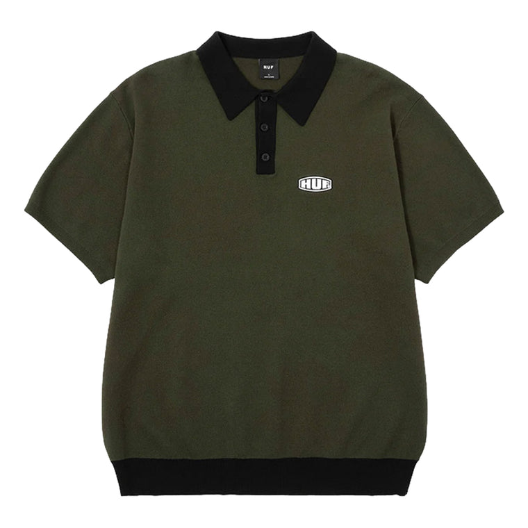 HUF JP FLOWER S/S KNIT POLO-BLACK